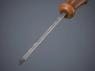 Old Screwdriver Low-poly 3D model