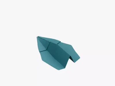 Paper Plane Teal Low-poly 3D model