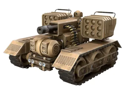 UGV Concept-3B-Desert-Dirty Low-poly 3D model