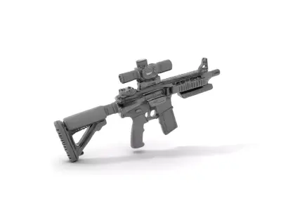Tactical Black Rifle model pack Low-poly 3D model purchase