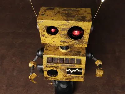 Yellow Robot Low-poly 3D model