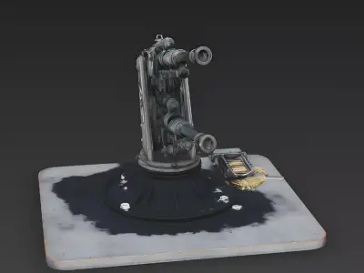 Battle-Scarred Flak Cannon 3D Model Low-poly 3D model