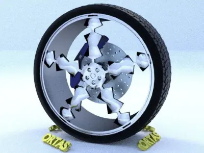 ORTAS CAR RIM 69 GAME READY RIM TIRE AND DISC 3D model