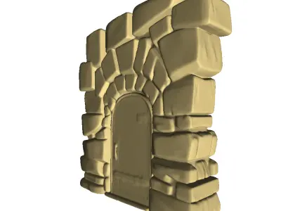 Medieval Stone Door 2 3D print model