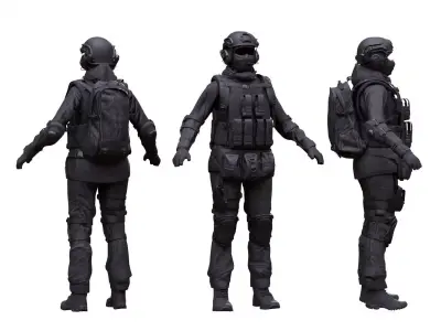 Female Military Outfit 4 Low-poly 3D model