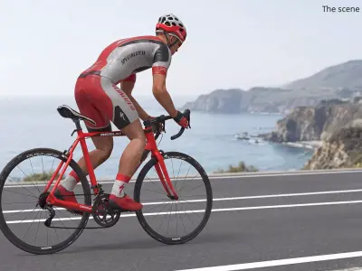 Cyclist Ride Fast Standing Animated Rigged For Maya 3D model purchase