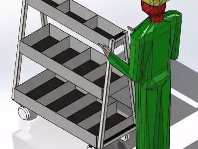 Trolley cart carrying assembly materials 3D model