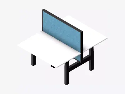 Desk - Adjustable - Integral - 3 Column - Double Low-poly 3D model