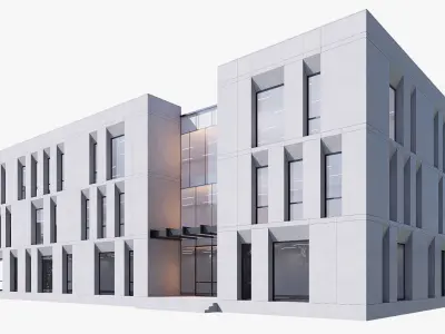 commercial building Low-poly 3D model 6