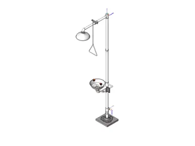 Emergency Shower with Eyewash - Ducha Seguridad con lavaojos 3D model