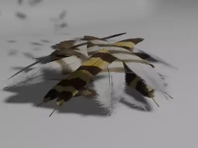 Feathers Hair Cards preset Free low-poly 3D model
