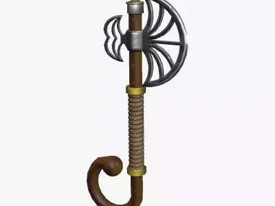 Stylized Steel and Brass Handaxe Low-poly 3D model