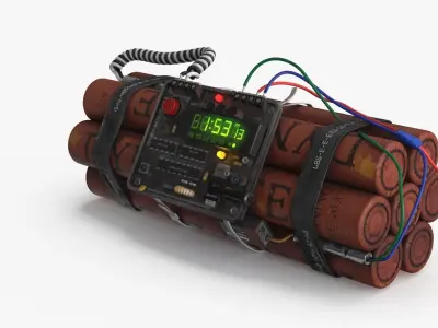 Dynamit Time Bomb Low-poly 3D model