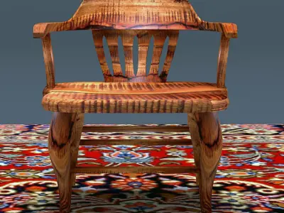 Antique Elm Wood Chair 3D model