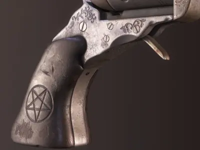 Colt Revolver PBR Game-Ready Low-poly 3D model