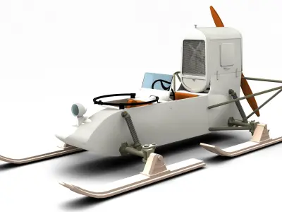 Aerosan RF-8 GAZ-98  and NKL-26 Armoured Sled 3D model