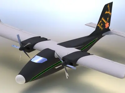 Plane propeller flying in sky 3D model