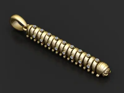 GOLDEN EARTH WORM PENDANT 3D PRINTABLE MODEL 3D print model