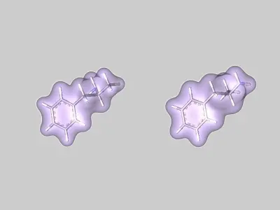 Benzedrine - levoamphetamine  and dextroamphetamine - molecules 3D model