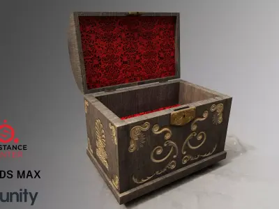 Medieval chest with ornaments Free low-poly 3D model