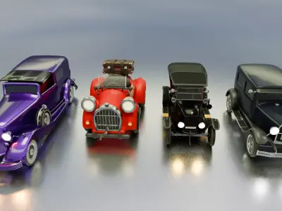 Vintage Classic Cars Collection 3D Model Pack Low-poly 3D model