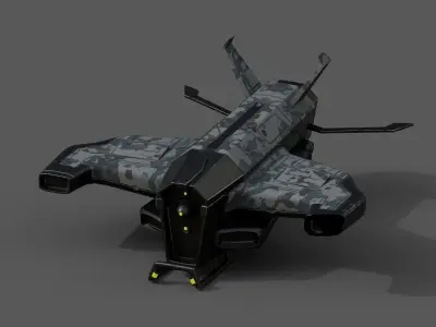 Spaceship starship scifi space futuristic cyborg low poly  Low-poly 3D model