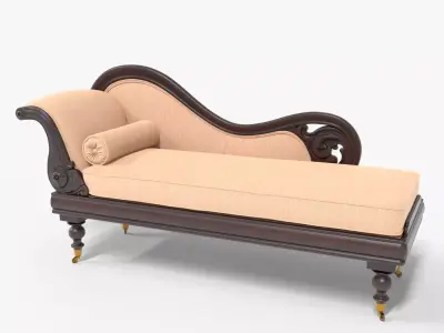 Antique William IV Mahagony Chaise Lounge 3D model