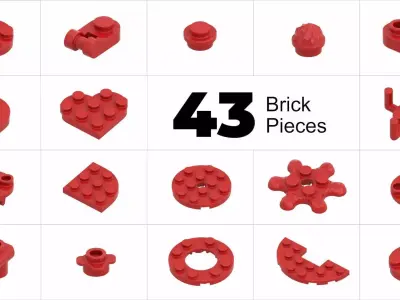 TwindBricks3D - 43 Bricks Plate Round collection 3D print model