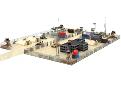 US Military Base Low-poly 3D model