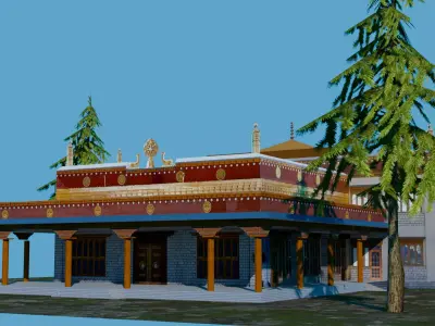 Low-Poly Himalayan Monastery Low-poly 3D model