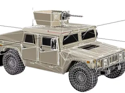 Humvee Low Poly Military Jeep Off Road Tactical Vehicle Low-poly 3D model