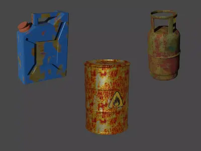 3 gases Low-poly 3D model