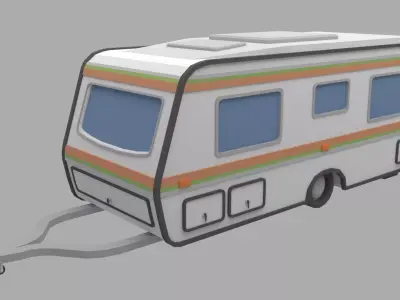 Caravan - Low Poly camper trailer Low-poly 3D model
