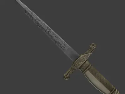 Three piece Indo Persian dagger 3D model