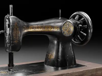 Singer Old Sewing Machine 3D model and PBR Texture 3D model