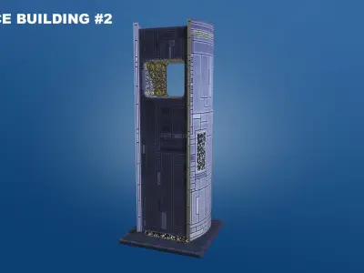 Low Poly Sci-Fi Building 4 - Mega - Pixel City 3D Asset Pack Low-poly 3D model