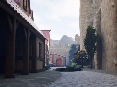 Walled Medieval Village 3D model