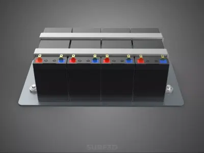 SET 4 MULTI BATTERY PACK GRID ARRAY TRAY SECURE BRACKET MOUNTING 3D model