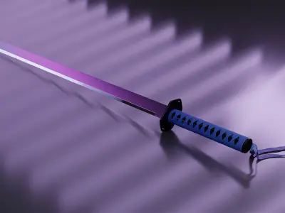 Ninjato or katana as from Teenage Mutant Ninja Turtles Low-poly 3D model