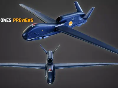10 Game-Ready UAV and FPV Drones With PBR Texture - Vol 12 Low-poly 3D model