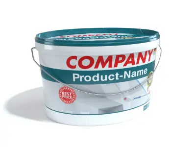 High quality paint bucket with customizable label templates 3D model