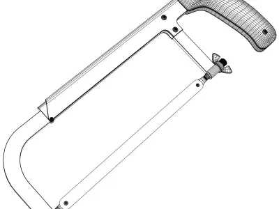 Hacksaw saw with wooden handle 3D model