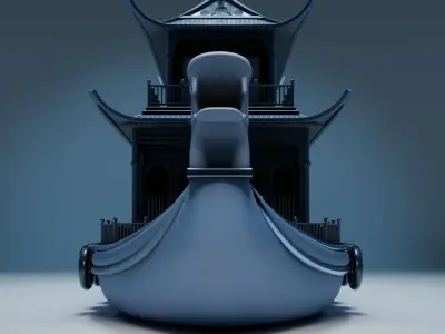 Dragon Pavilion Imperial River Houseboat  Low-poly 3D model