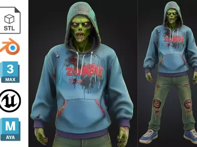 Stylized Hoodie Zombie Low-poly 3D model