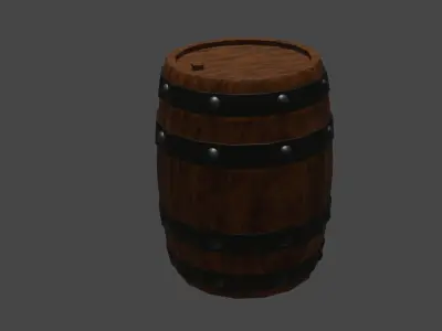 Wooden Barrel 3D model 10