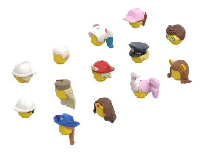 TwindBricks3D - Minifigure Hair pack 12 3D print model