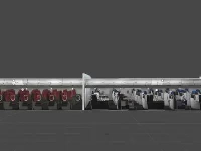 airplane A330-300 interior kit Unity3d Low-poly 3D model