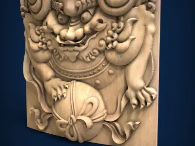 Carved panel painting STL 3D print model 6