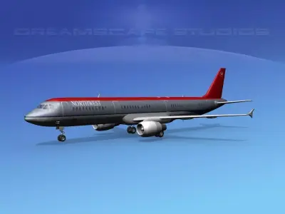 Airbus A321 Northwest 3D model