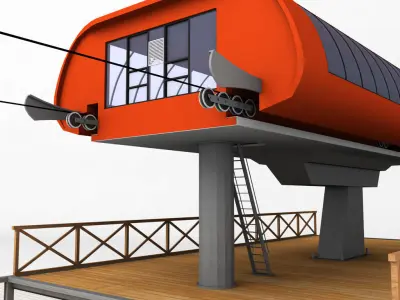 Ski lift station 3D model